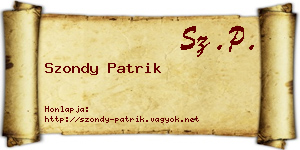 Szondy Patrik névjegykártya